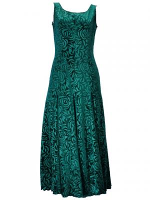 Hula Embossed Velvet Dress with Lokelani  / Green / G2309ga