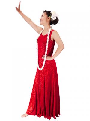 Hula Embossed Velvet Dress with Lokelani  / Red / G2309ra