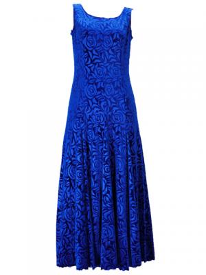 Hula Embossed Velvet Dress with Lokelani  / Royal Blue / G2309rba