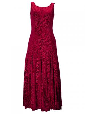 Hula Embossed Velvet Dress with Lokelani  / Wine / G2309wia