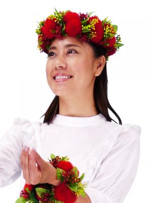Hula Velcro Headband / Lehua / Red / J2326r