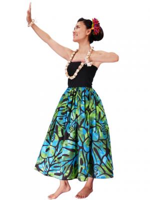 Hula Tube Top Dress with Hibiscus print / Black & Green  / J2336bg