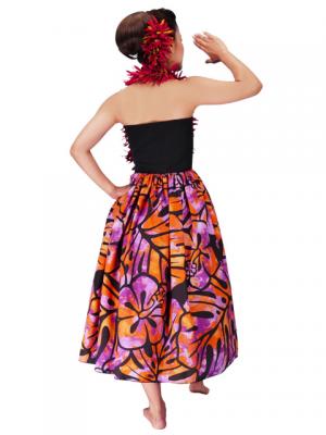 Hula Tube Top Dress with Hibiscus print / Black & Purple  / G2336bp