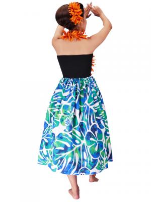 Hula Tube Top Dress with Hibiscus print / White & Blue  / J2336wbl