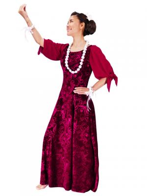 Hula Floral Embosed Velvet Dress with Ciffon sleeves  / Wine / G2337wi