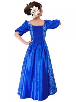 Hula Shantung Dress with Lehua / Luxury Collection / Blue / J2338bl