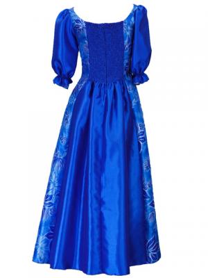 Hula Shantung Dress with Lehua / Luxury Collection / Blue / J2338bl