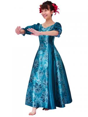 Hula Shantung Dress with Lehua / Luxury Collection / Green / J2338g