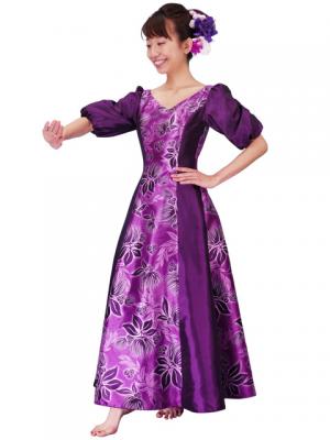 Hula Shantung Dress with Lehua / Luxury Collection / Purple / J2338p