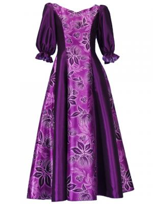 Hula Shantung Dress with Lehua / Luxury Collection / Purple / J2338p
