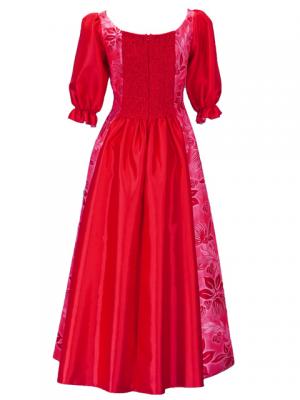 Hula Shantung Dress with Lehua / Luxury Collection / Red / J2338r