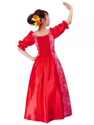 Hula Shantung Dress with Lehua / Luxury Collection / Red / J2338r