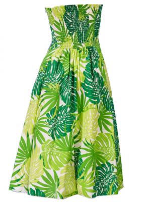 Hula Strapless Dress with Monstera / Green  / G2345g