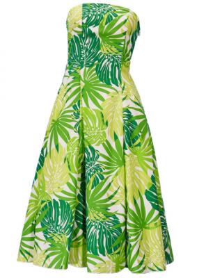 Hula Strapless Dress with Monstera / Green  / G2345g