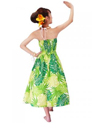 Hula Strapless Dress with Monstera / Green  / G2345g