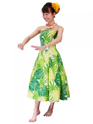 Hula Strapless Dress with Monstera / Green  / G2345g