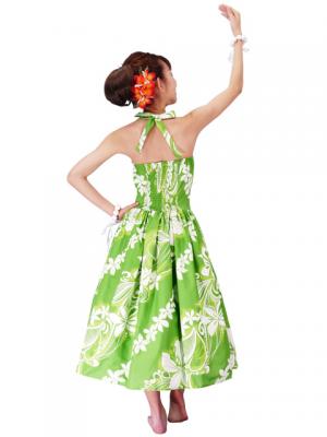 Hula Midi Dress with Plumeria / Green  / G2346g