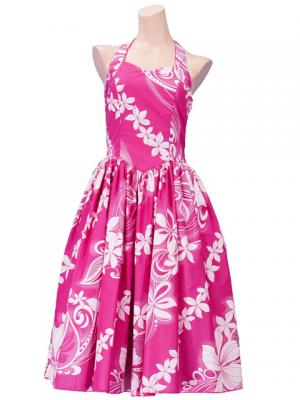 Hula Midi Dress with Plumeria / Pink  / G2346pi