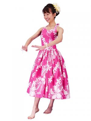 Hula Midi Dress with Plumeria / Pink  / G2346pi