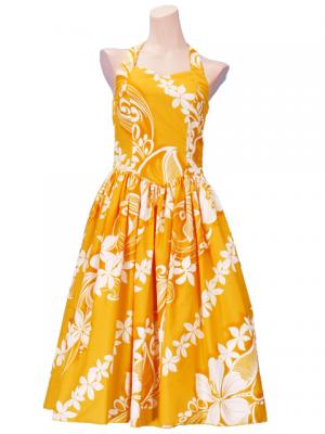 Hula Midi Dress with Plumeria / Yellow  / G2346y