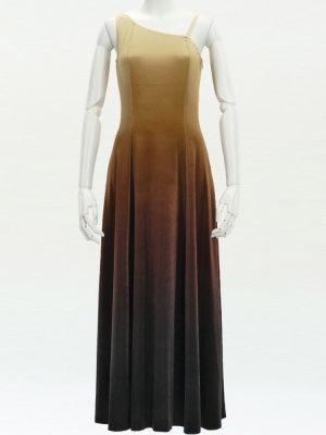 Hula One Shoulder Gradation Velvet Dress / Luxury Collection / BEG & BRN / J2347bebr