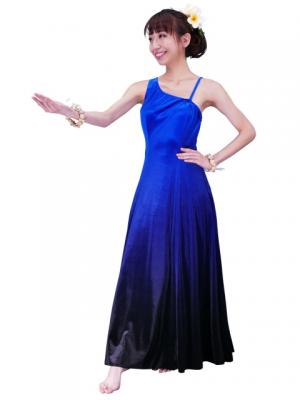 Hula One Shoulder Gradation Velvet Dress / Luxury Collection / Blue & Black / J2347blbk