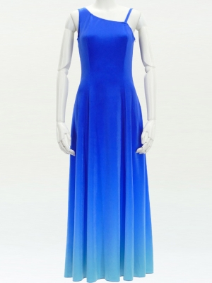 Hula One Shoulder Gradation Velvet Dress / Luxury Collection / BLU & Light BLU / J2347blbl