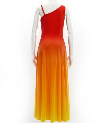 Hula One Shoulder Gradation Velvet Dress /Luxury Collection / Dark ORN & YEL / J2347dorye