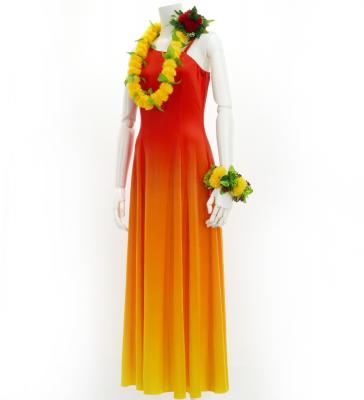 Hula One Shoulder Gradation Velvet Dress /Luxury Collection / Dark ORN & YEL / J2347dorye
