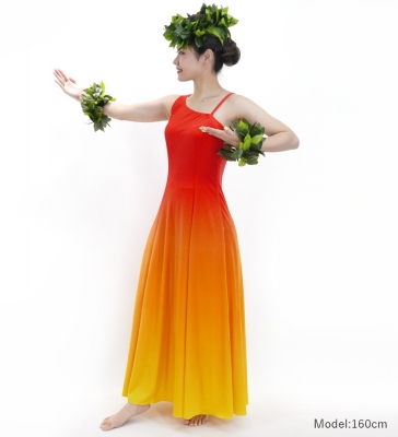 Hula One Shoulder Gradation Velvet Dress /Luxury Collection / Dark ORN & YEL / J2347dorye