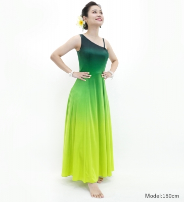 Hula One Shoulder Gradation Velvet Dress / Luxury Collection / GRN & YEL / J2347grye