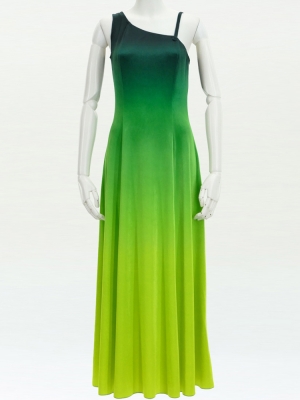 Hula One Shoulder Gradation Velvet Dress / Luxury Collection / GRN & YEL / J2347grye