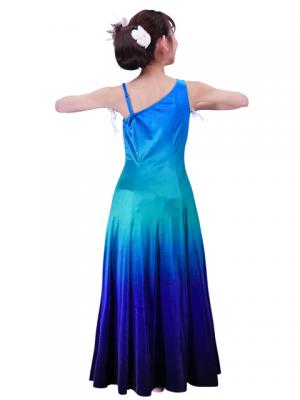 Hula One Shoulder Gradation Velvet Dress / Luxury Collection / Light Blue & Blue / J2347lblbl