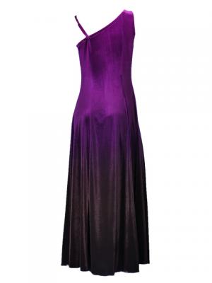 Hula One Shoulder Gradation Velvet Dress / Luxury Collection / Purple & Brown / J2347pubr