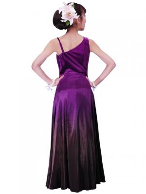 Hula One Shoulder Gradation Velvet Dress / Luxury Collection / Purple & Brown / J2347pubr