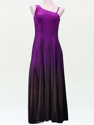 Hula One Shoulder Gradation Velvet Dress / Luxury Collection / Purple & Brown / J2347pubr