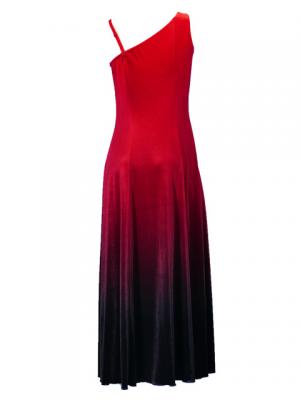Hula One Shoulder Gradation Velvet Dress / Luxury Collection / Red & Black / J2347rdbk