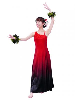 Hula One Shoulder Gradation Velvet Dress / Luxury Collection / Red & Black / J2347rdbk