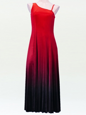 Hula One Shoulder Gradation Velvet Dress / Luxury Collection / Red & Black / J2347rdbk