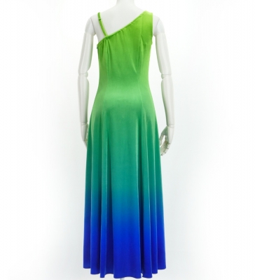 Hula One Shoulder Gradation Velvet Dress / Luxury Collection / YEL GRN & BLU / J2347yegrbl