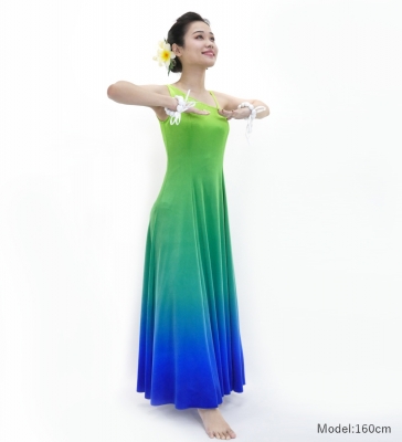 Hula One Shoulder Gradation Velvet Dress / Luxury Collection / YEL GRN & BLU / J2347yegrbl