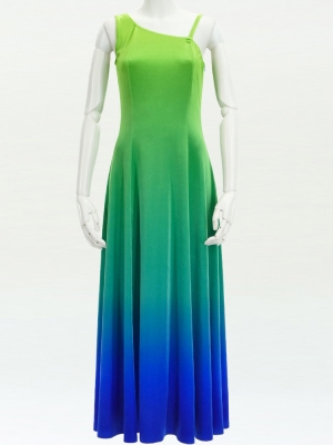 Hula One Shoulder Gradation Velvet Dress / Luxury Collection / YEL GRN & BLU / J2347yegrbl