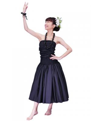 Hula Double & Reversible Pau Skirt with Kahiko  Print / Black / G2374