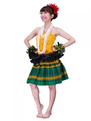 Tahitian Skirt with Kahiko Print / Green / G2376