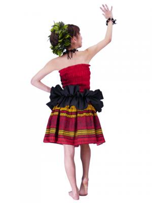 Tahitian Skirt with Kahiko Print / Red / G2377