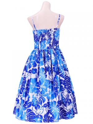 Hula Midi Dress with Hibiscus Print / Blue / G2378bl