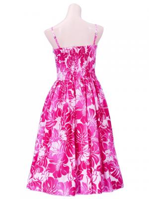 Hula Midi Dress with Hibiscus Print / Pink / G2378pi