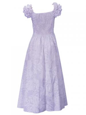 Hula Long Dress with Lehua Print / White / G2379wh