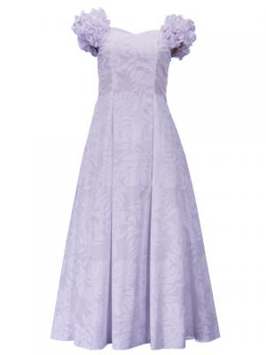 Hula Long Dress with Lehua Print / White / G2379wh