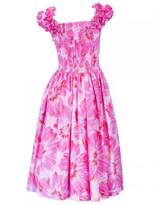 Hula Midi Dress with Hibiscus Print / Pink / G2380pi